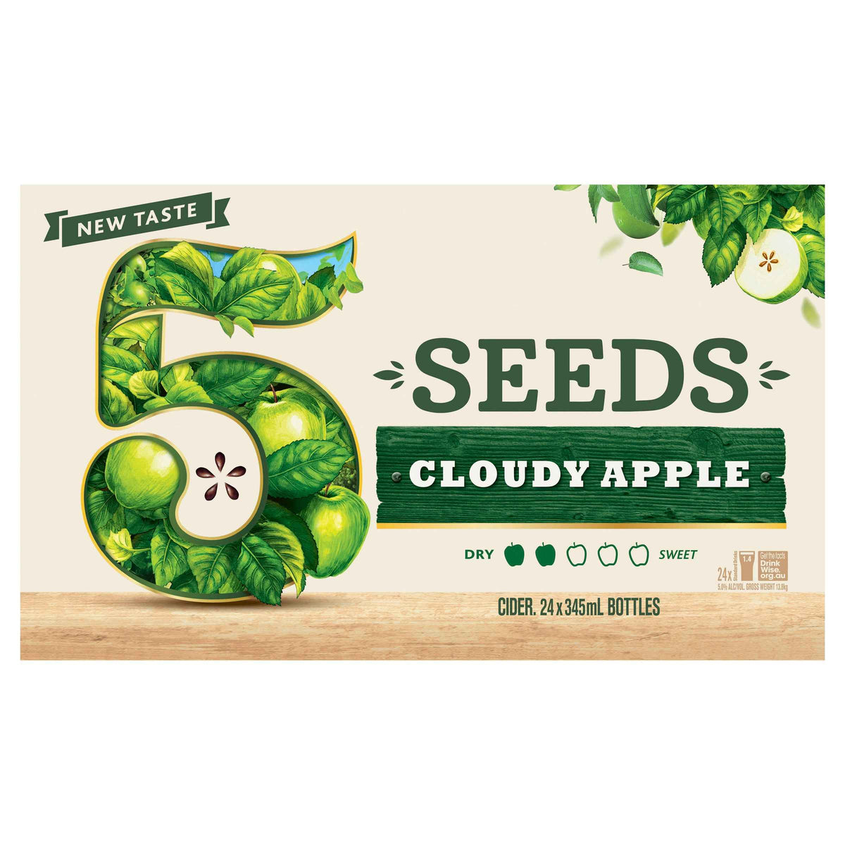 5 Seeds Cloudy Apple Cider 5% 345ml Bottle